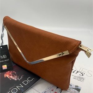 Envelope clutch Purse brown and gold Nice and Cute
